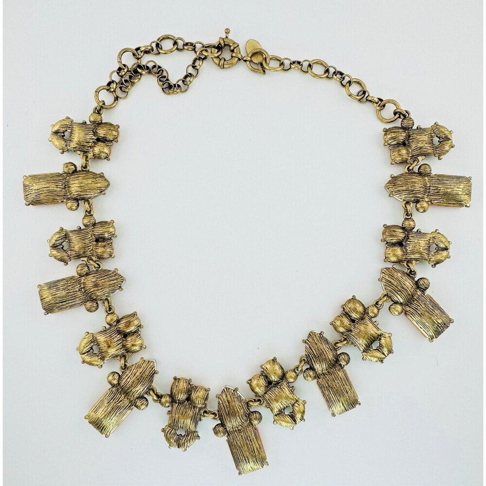 J Crew For Ivy Box Statement Necklace Runway Green Pink Clear Crystals 20” HTF - Picture 3 of 4